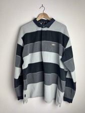 Guinness Striped Rugby Shirt 4XL Grey & Black Long Sleeve Fleece Top