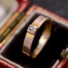 SUPERB RARE ANTIQUE FRENCH 14K GOLD DIAMOND HIDDEN LOCKET MOURNING POSY RING