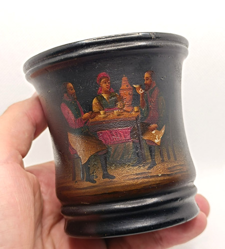 Russian lacquered pencil pot - lacquered,