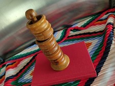 Vintage Wooden Napkin Rings x 6 Hand Turned & Wooden Barley Twist Stand Holder