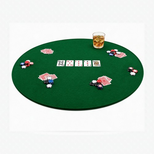 Green felt round poker table - round,
