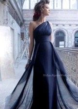 Navy Floor Length Evening Gown. Size 12 Dress. DESIGNER Noir By LAZARO