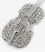 VIOLIN BROOCH LAPEL PIN SILVER