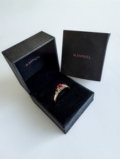 9ct Yellow gold Ruby and Diamond Solitaire Ring - Size T