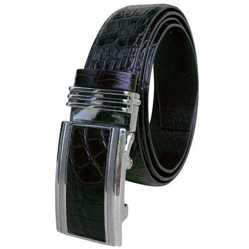 Black genuine crocodile belly - black,