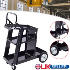 3-Tier Trolley Welding Cart with Chains MIG TIG Welder Machine Heavy Duty Black