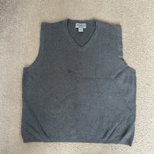 Vintage Eddie Bauer Grey Sweater Vest Mens Knit Cotton Large (36)