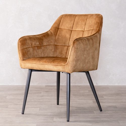Yellow velvet dining chair - yellow,