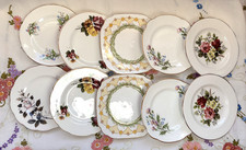 Vintage English China Tea Plates x 10, Pretty Pink Rose & Floral 6-7 Ins