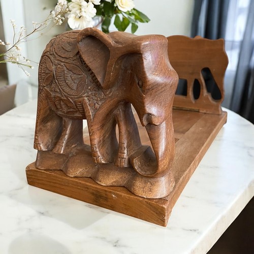 Wooden elephant bookends - elephant,