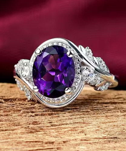 Amethyst sterling silver ring - sterling,