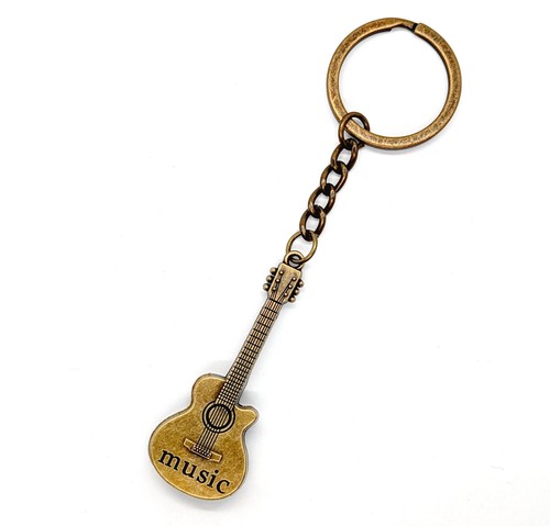Acoustic guitar bronze keyring - bronze,