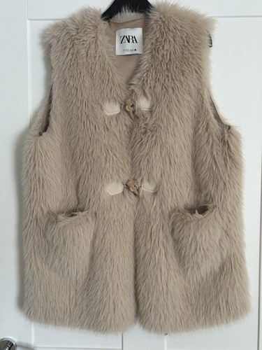 Zara beige gilet jacket faux - zara,