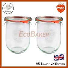 X2 WECK 745 1062ml Tulip Glass Sourdough / Preserving Jar, Lid, Seal & Clamps 