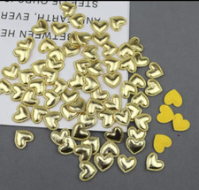 Gold metallic heart appliques, 17mm fabric heart shapes, heart embellishments,