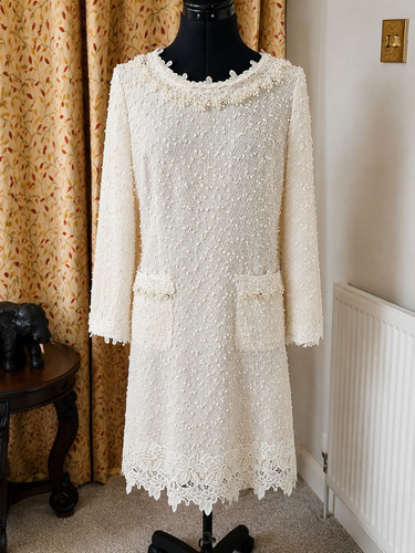 Ivory pearl sequin - ivory, bouclé