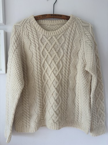Hand knitted aran wool cream - knitted,