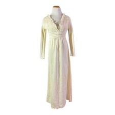 Vintage 1970s Girasol by Gonzalo Bauer Cream Dress Lace Embroidered *Flaws