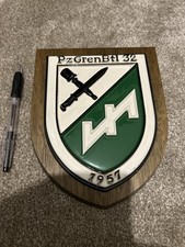 German Panzer Grenadier Unit, Bundeswehr Federal Army 1957. Wall Plaque.