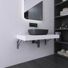 Bathroom Basin Sink Shelf Vanity Stone Resin Wall Hung White Brackets 750/900mm