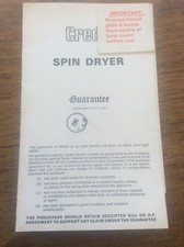 Vintage 1975 Creda Electric Limited Spin Dryer Guarantee 1970s Ephemera 1970s