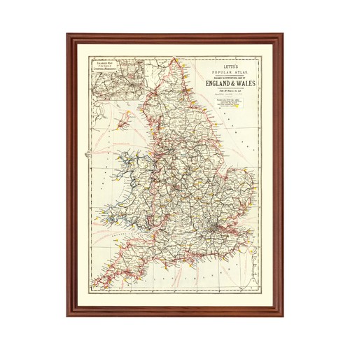 Old map england 1883 - old,
