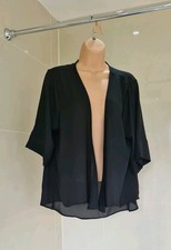 Ladies Chiffon Style Black Waterfall Jacket Style Top Size S/M