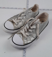 Converse Trainers 1 Silver Glitter Shoes Girls Lace Up Casual Older Kids