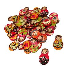 Russian Doll Buttons x20 Matryoshka Babushka Wooden Sewing Crafts Embellishments