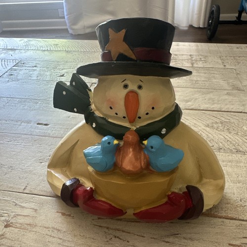 Resin snowman holding - snowman, nest