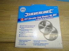 SILVERLINE 2pk Circular Saw Blades 40T/60T 250 x 30mm (+ 25, 20, 16mm Rings) NEW