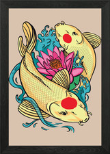Tancho koi fish - fish, framed