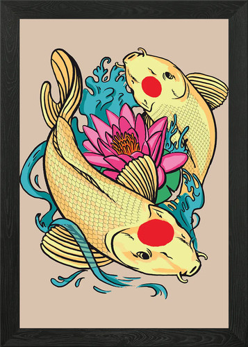 Tancho koi fish framed wall - fish,