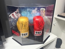 Dolph lundgren Sylvester Stallone Hand Signed Tuf wear Boxing Gloves Rocky COA 