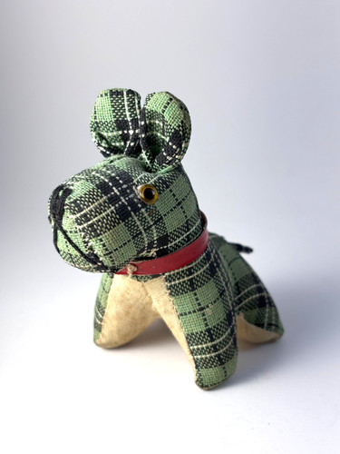 Vintage green plaid dog - plaid,