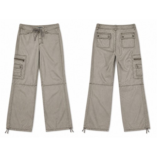 Y2k express khaki satin cargo - express,