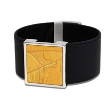 Faux Leather Snap Bracelet With Crema Valencia