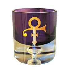 PRINCE Purple 'Bubble' Glass w/Gold Symbol Original Candle hold NPG STORE London