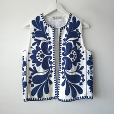 ZARA Blue White Embroidered