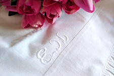 Vintage Monnogrammed Embroidered Sheet
