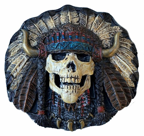 Indian skull belt buckle with - skull,