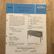 Vintage Ultra Radiogram Model 6300 Service Sheet 1962