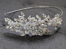 Stunning Liza Bridal Tiara Headband Silver White with Swarovski FH3054
