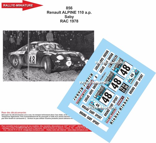 Decals ref 0856 alpine - decals, 1/43