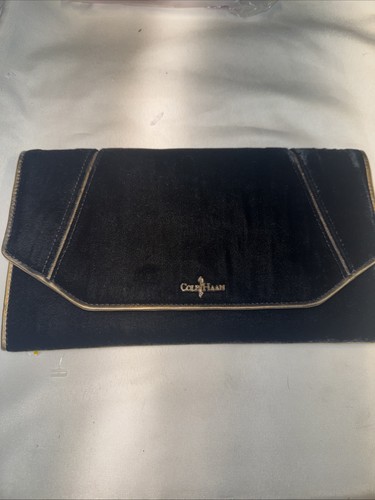 Cole hann black velvet clutch - hann,