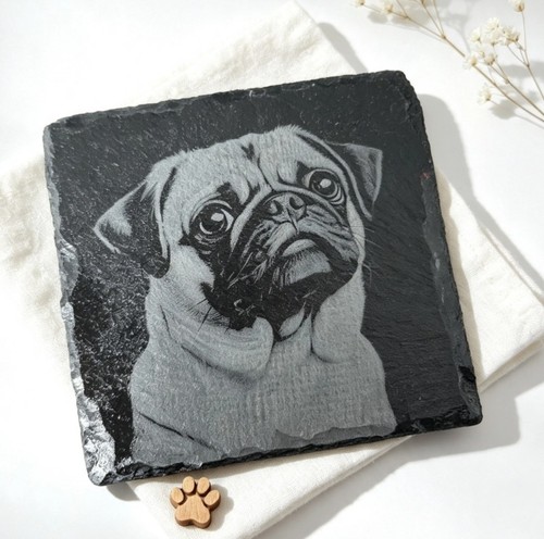 Pug slate coaster gift - pug,