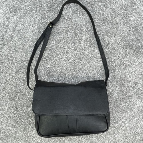 Black faux leather handbag - black,