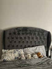Double Bed In Grey Color with Storage and Mattress Excellent Condition