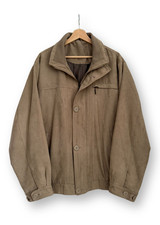 90s Vintage Beige Jacket Casual Zip Up BHS Retro Suede Effect Jacket Large