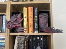 2 tone Red/Black Emerging dragon book nook. Bookend Fourth wing Tairn LOTR SMAUG